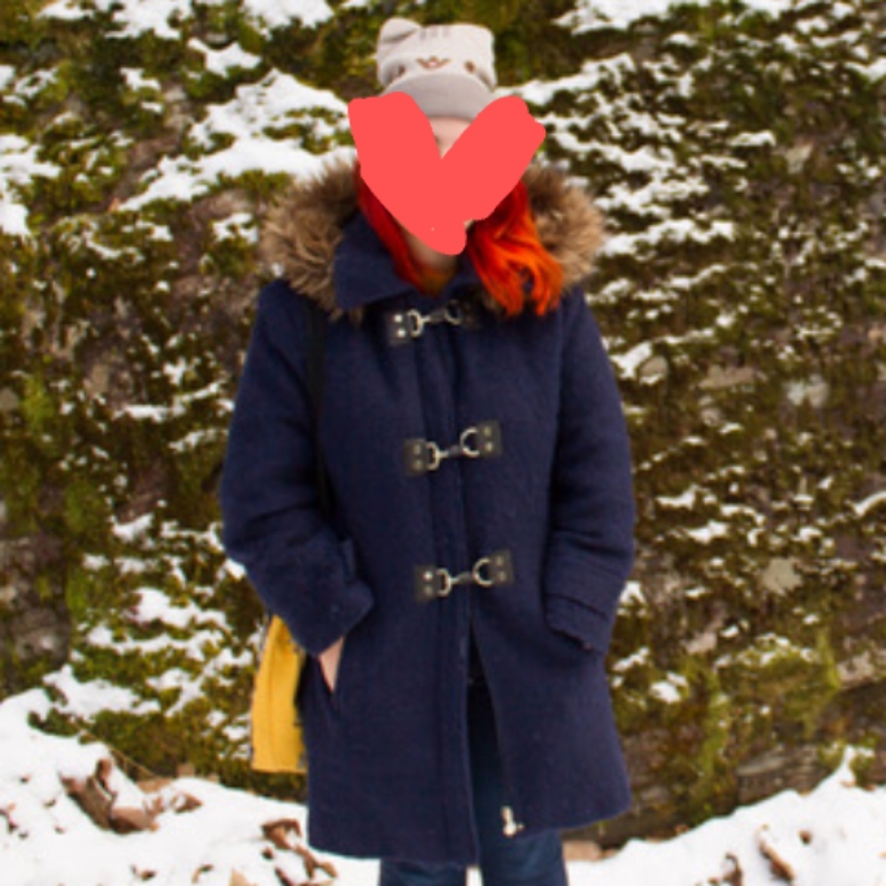 Calvin Klein Wool Coat with Fur Trim